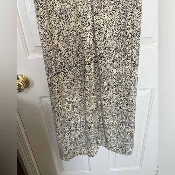 ICHI Puff Sleeve Button Front animal Print Midi Dress Black yellow | 38/M - Picture 5 of 13